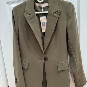 ESQUALO Olive Green Single-Button Blazer